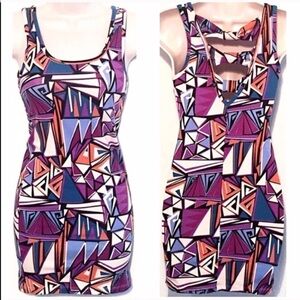 Forever 21 geometric multicolored long tunic tank top purple blue orange pink